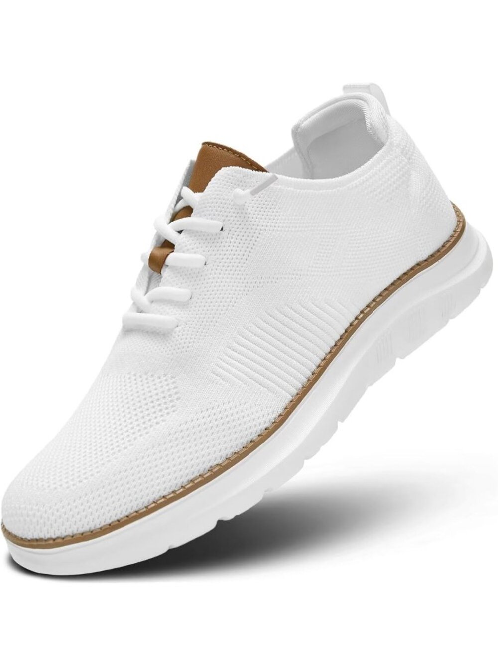 Men's All White Mesh Oxfords Work Lightweight Soft Sole Casual Walking Sneaker